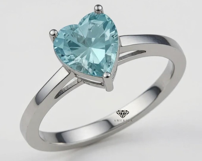 14K Gold Heart Shape solitaire 6x6mm with Gemstone Available in size 5 -9