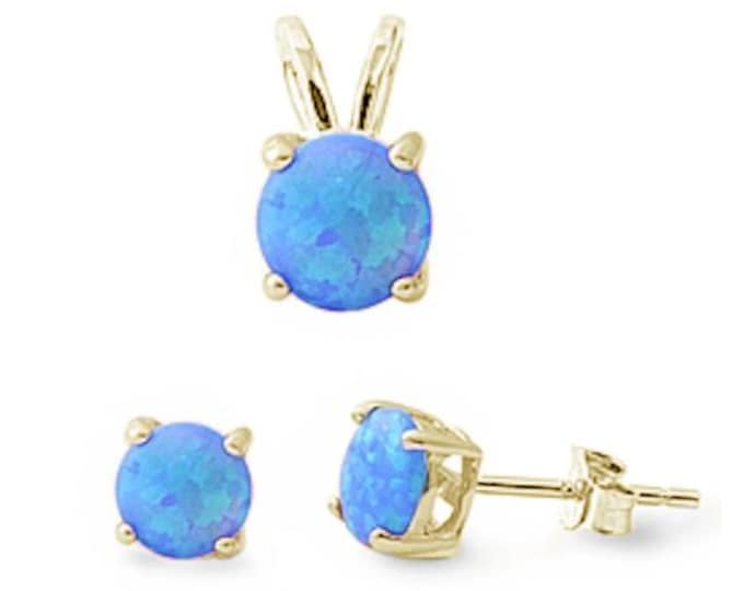 Sterling Silver Ring 925 Round Set of Earrings and Pendant Round Set Variant of Opal  Gift, Birthday, Anniversary.
