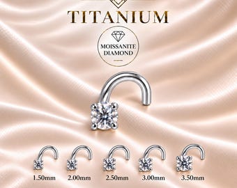Moissanite Titanium Nose Stud 20 GA Piercing  sold 1 piece Moissanite Titanium Twist Crock End .