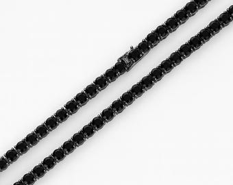 Black CZ Tennis Necklace Rhodium Plated 925 Sterling Silver Tennis Bracelet  or Necklace 3mm 4mm 5mm Wedding, bridal, birthday, gift.