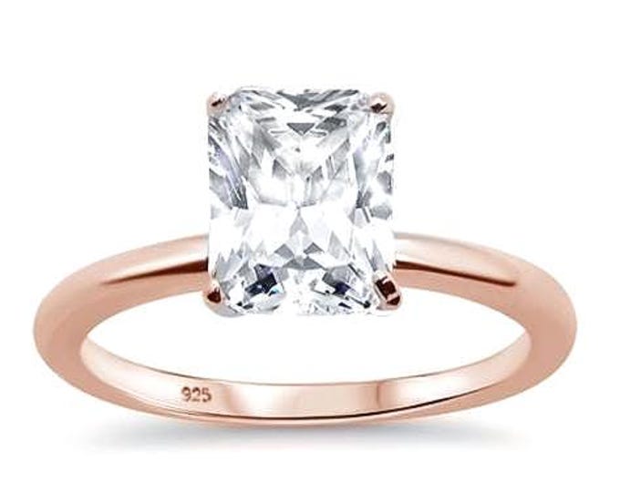 2.50 Carat Sterling Silver Ring 925 With Radiant Promise Ring Size 4-12 sold 1 piece ring.