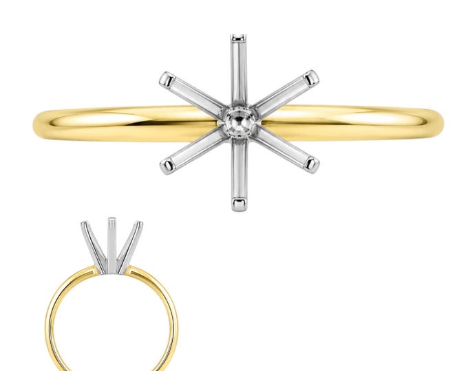 Round 14K Real Solid Gold 6 Prongs Solitaire Rings Round Comfort Fit Solitaire Setting Mounting sold 1 piece Size 6.