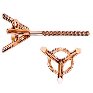 14K Real Solid Gold 3 ProngMartini Basket Earring Setting Threaded Earring Setting 20 GA Round Earring Setting sold 1 piece.