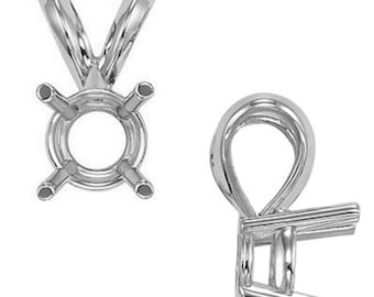 14K Real Solid Gold 4 Prong Heavy Basket & Threaded Post 20 GA Round Pendant Setting sold 1 piece.