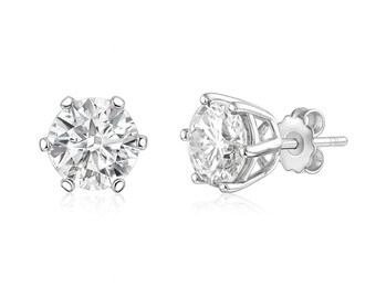 Moissanite Stud Earrings Baby Screw Back .925 Sterling Silver Earrings 3MM-8MM