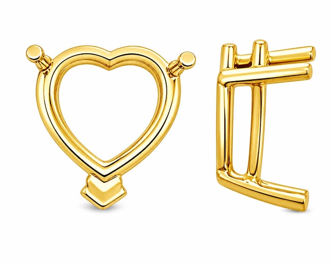 14K Gold heart light double wire 3 prongs setting sold 1 piece available in many sizes.