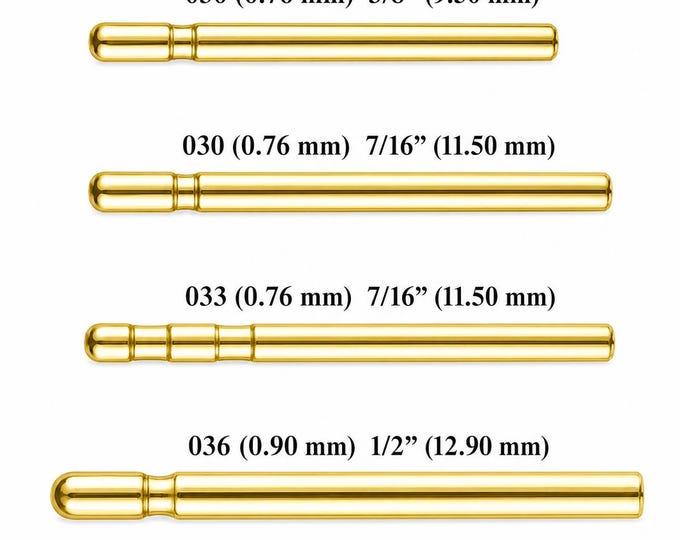 14K Real Gold Post ONLY  for Earring Sold 1 piece Straight Friction Post with Single & Double Groove W-Round End.