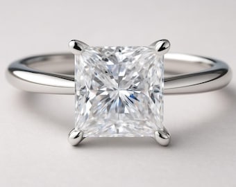 14k Real Gold Diamond Princess Cut Square Diamond 1 piece Engagement ring