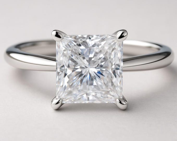 14k Real Gold Diamond Princess Cut Square Diamond 1 piece Engagement ring