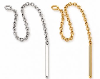 14K SOLID GOLD Threader Cable Chain Ear wire Earring Threader Earrings, Pull Through Chain Drops, Long Dangle Earring sold 1 piece