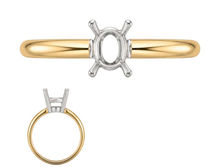 OVAL 14K Real Solid Gold 4 Prong OVAL Solitaire Setting Mounting sold 1 piece