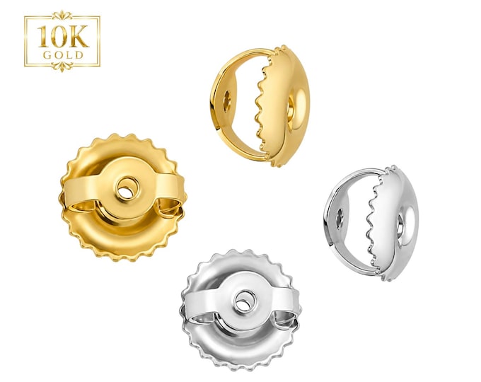 10K Real Solid Medium Threaded Easy Grip Corrugated Ear Nut 5.3mm  Threaded Post sold 1 piece.