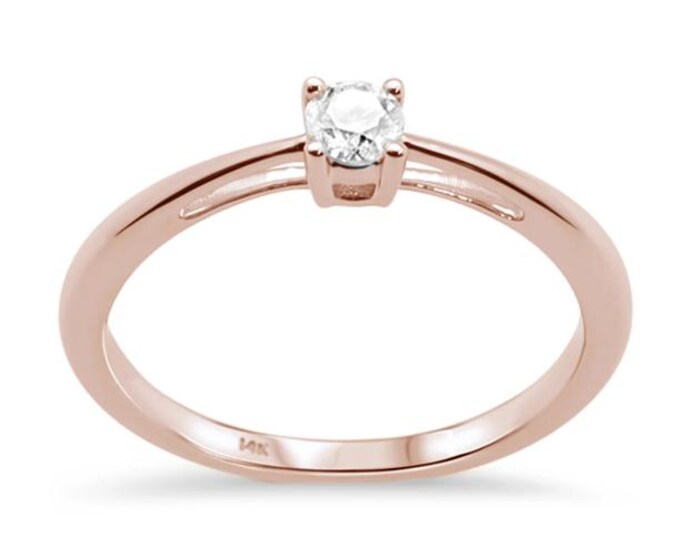 Last one 0.18ct G SI 14k Rose Gold Diamond Solitaire Diamond 1 piece Engagement ring