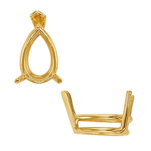 14K Real Solid Gold Pear Shape V-End Wire Basket Setting sold 1 piece available in many sizes.