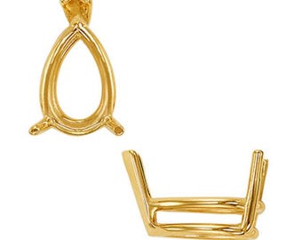 14K Real Solid Gold Pear Shape V-End Wire Basket Setting sold 1 piece available in many sizes.
