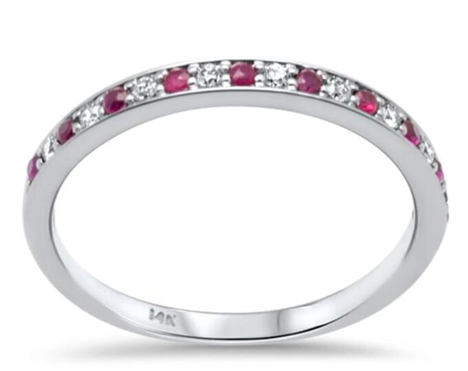 Last One 0.23ct G SI 14K Yellow Gold Blue Sapphire Gemstone Band Ring