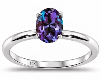 OVAL Lab Created Gemstones Ring Plain Band In Rose gold , or yellow gold or white gold, OVAL Shape.