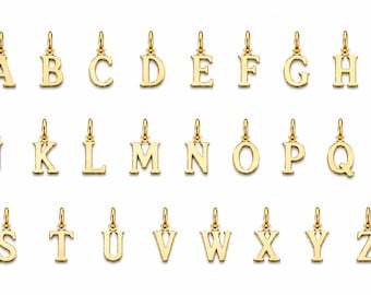 14K Real gold small Block charm Plain 10mm Comes with Bail A - Z
