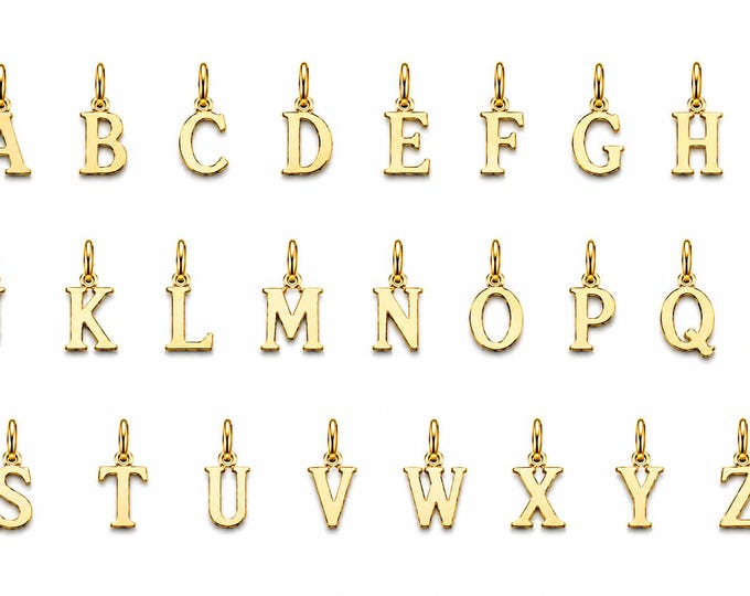 14K Real gold small Block charm Plain 10mm Comes with Bail A - Z