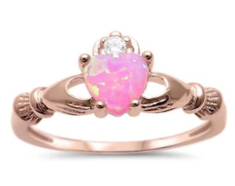 Rose Gold Sterling Silver Ring 925 With Claddagh Heart Promise Ring Size 4-12 sold 1 piece ring.