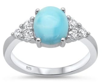 8mm Oval Stone Lab Created Opal Ring .925 Sterling Silver Ring Sizes 5-10
