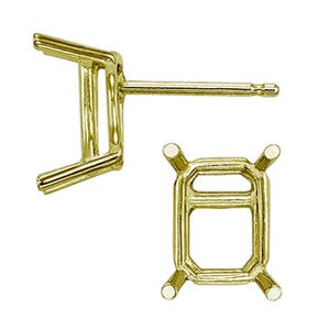 14K Real Solid Gold 4 Prong Emerald  Basket Earring Setting 20 GA Round Earring Setting sold 1 piece.