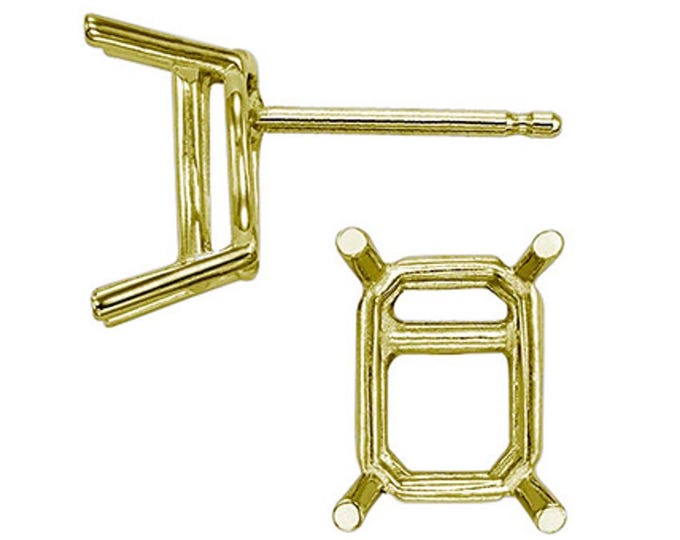 14K Real Solid Gold 4 Prong Emerald  Basket Earring Setting 20 GA Round Earring Setting sold 1 piece.