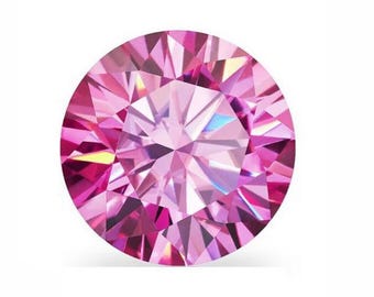 Round Pink Moissanite Loose Gemstones Pass Diamond Tester Amazing Quality variation 2mm - 8mm
