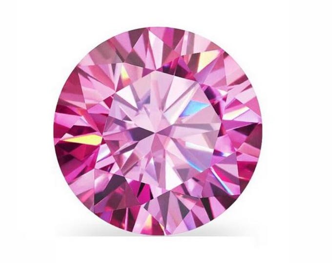 Round Pink Moissanite Loose Gemstones Pass Diamond Tester Amazing Quality variation 2mm - 8mm