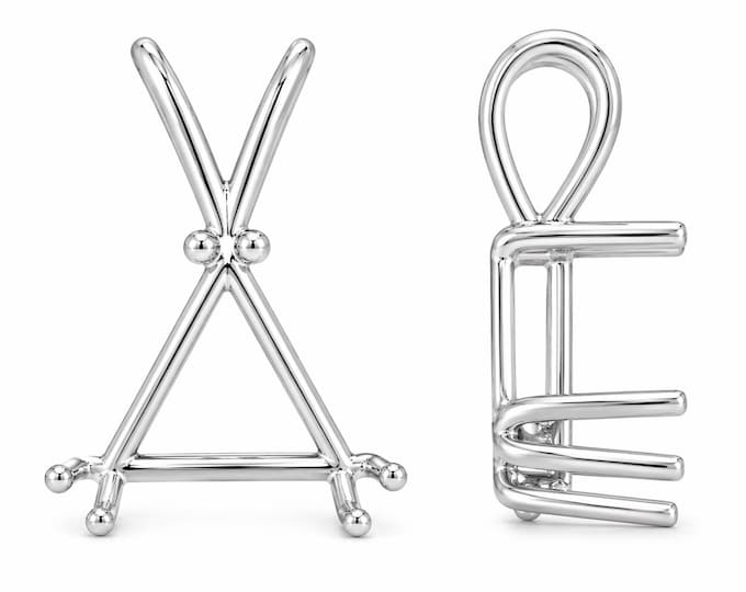 14K Real Solid Gold 6 Prong Heavy Basket Triangle Shape Pendant Setting sold 1 piece.