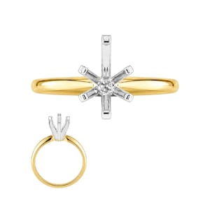 14K Real Solid Gold 6 Prong Half Pear  Solitaire Setting Mounting sold 1 piece Size 7.