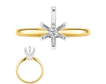 14K Real Solid Gold 6 Prong Half Pear  Solitaire Setting Mounting sold 1 piece Size 7.