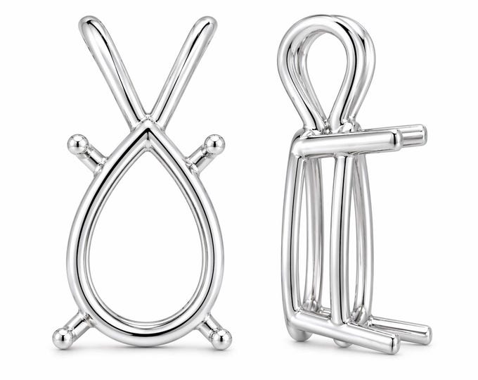 14K Real Solid Gold 4 Prong Heavy Basket Pear Shape Pendant Setting sold 1 piece.