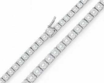 CZ Tennis Necklace Rhodium Plated 925 Sterling Silver Tennis Bracelet  or Necklace 3mm 4mm 5mm Wedding, bridal, birthday, gift.
