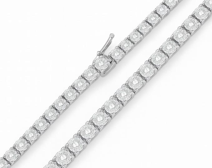 CZ Tennis Necklace Rhodium Plated 925 Sterling Silver Tennis Bracelet  or Necklace 3mm 4mm 5mm Wedding, bridal, birthday, gift.