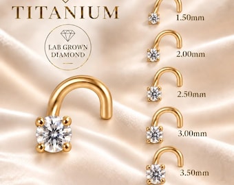 Titanium With Lab Grown Diamond Nose Stud 20 GA Piercing  sold 1 piece Lab Grown Diamond