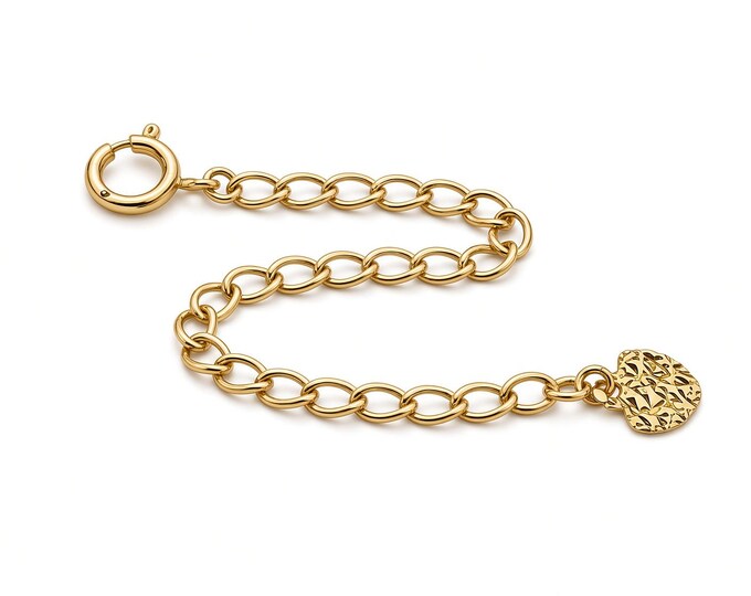 14K Real Gold Bracelet extension with tiny heart charm ends 0.40 grams sold 1 piece.