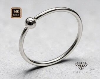 22 GA 14K Gold  Cartilage Hoop with 1.75 mm Ball sold 1 piece 6mm 8mm 10mm