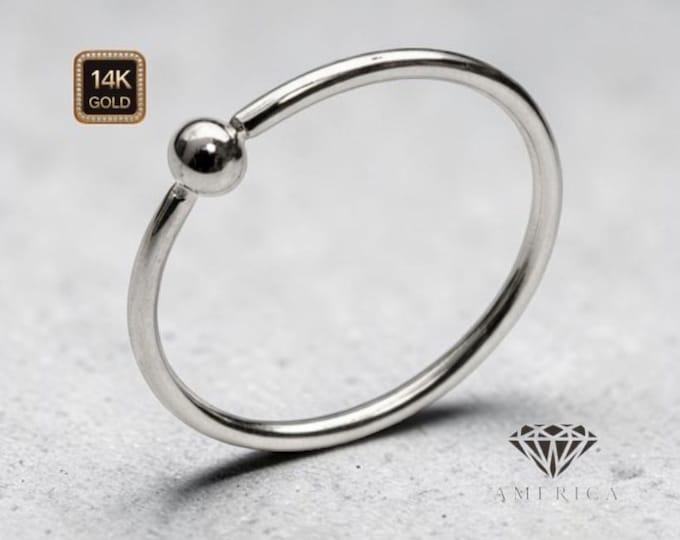 22 GA 14K Gold  Cartilage Hoop with 1.75 mm Ball sold 1 piece 6mm 8mm 10mm