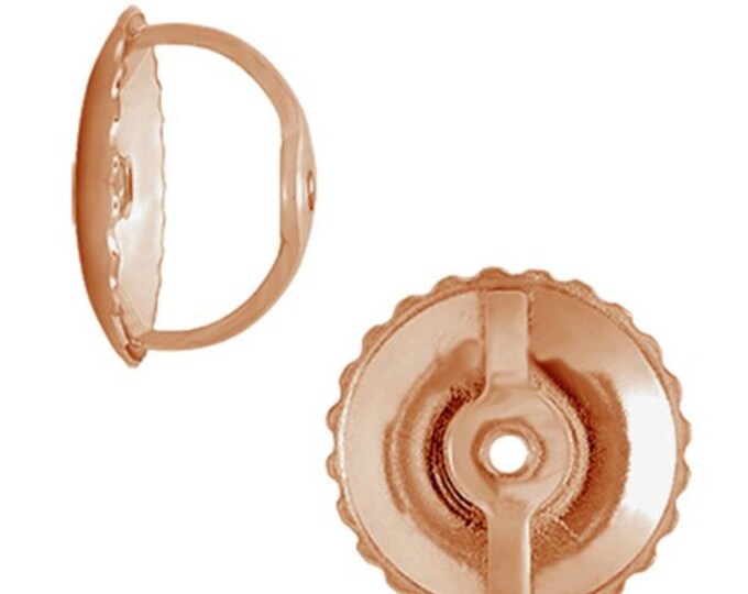 14K Rose Gold Threaded Easy Grip Corrugated Ear Nut / Fits 030 Threaded Post sold 1 piece.