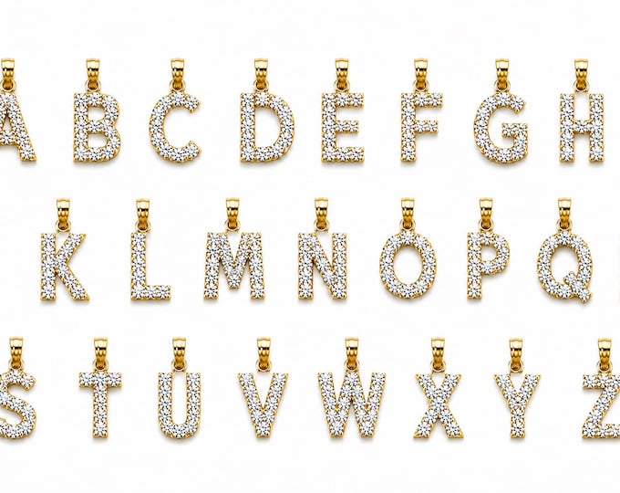 14K Real gold small charm with Cubic Zirconia 10mm Comes with Bail A - Z