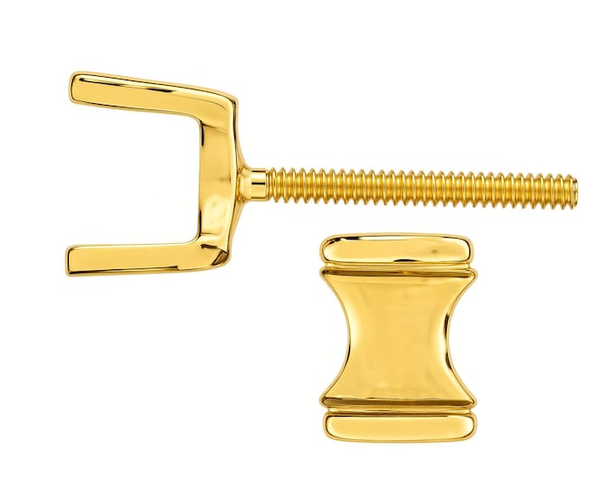 14K Gold Channel SET Earring With Screw Post 1 piece real gold