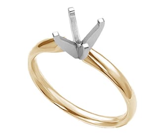 14K Real Solid Gold 4 Prong Half Round Comfort Fit Solitaire Setting Mounting sold 1 piece Size 7.