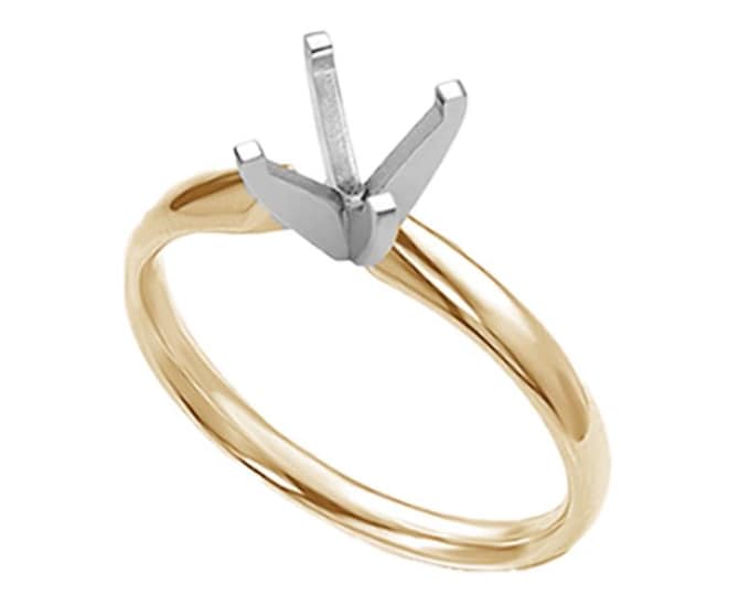 14K Real Solid Gold 4 Prong Half Round Comfort Fit Solitaire Setting Mounting sold 1 piece Size 7.