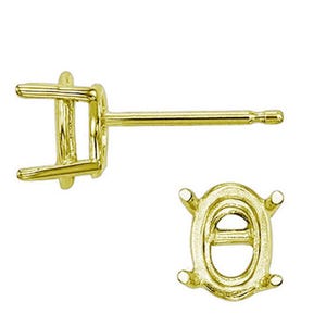 14K Real Solid Gold 4 Prong Oval Basket Earring Setting 20 GA Round Earring Setting sold 1 piece.