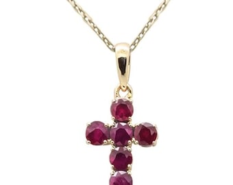 Last one .53ct G SI 14K White Gold Blue Sapphire Gemstone Cross Pendant Necklace 18" Chain
