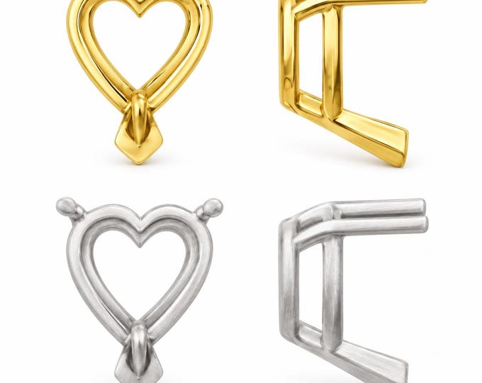 14K Gold Heart Heavy double wire 3 prongs setting sold 1 piece available in many sizes.