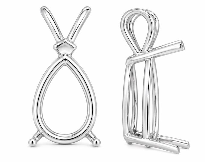 14K Real Solid Gold 3 Prong Heavy Basket Pear Shape Pendant Setting sold 1 piece.