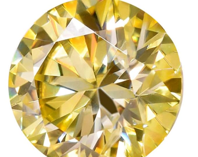 Round Yellow Moissanite Loose Gemstones Pass Diamond Tester Amazing Quality variation 2mm - 8mm