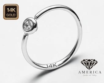 22 GA 14K Gold  Cartilage Hoop with 2.00mm Bezel sold 1 piece 6mm 8mm 10mm